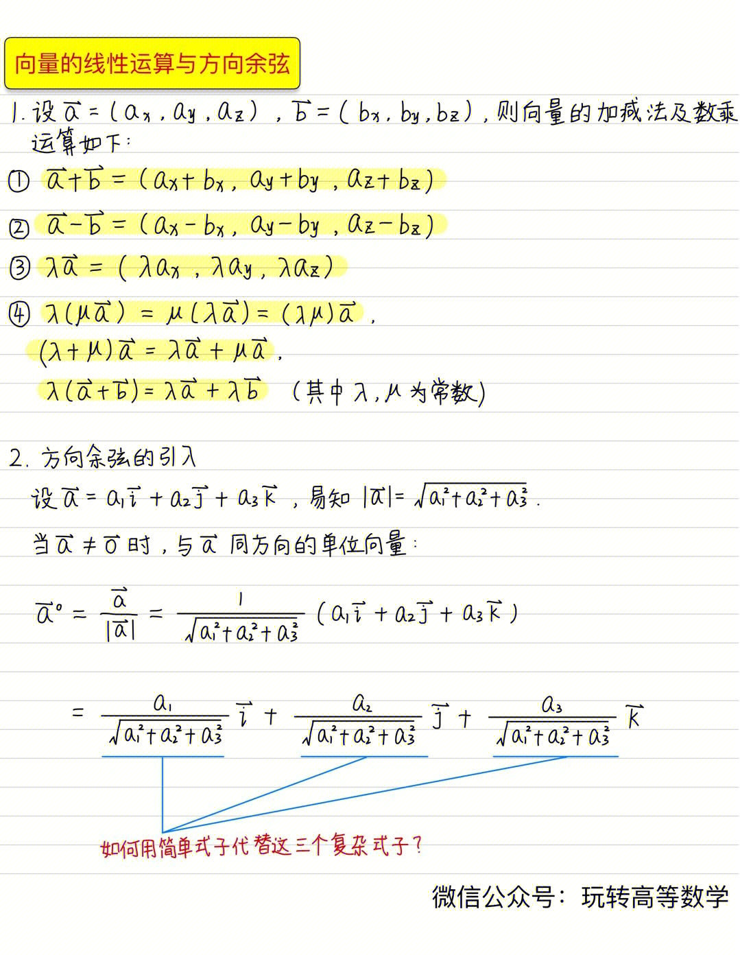 零基础学高数向量的线性运算及方向余弦