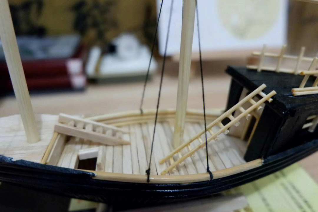 手工筷子制作帆船过程图片