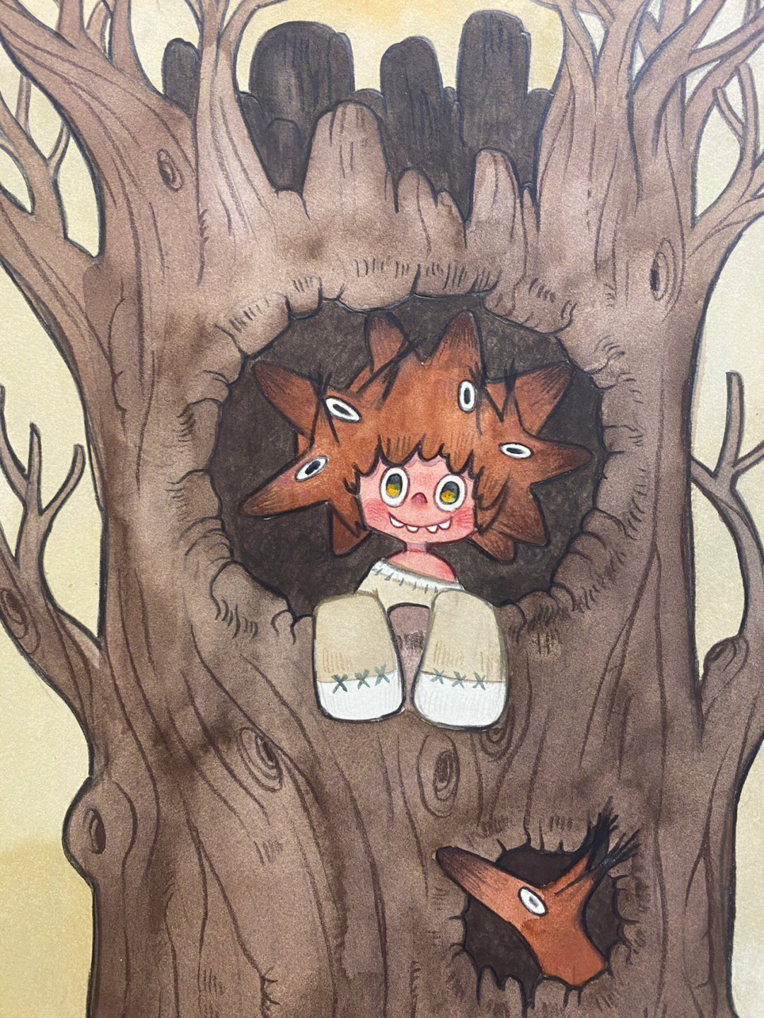 树洞里的动物绘本图片
