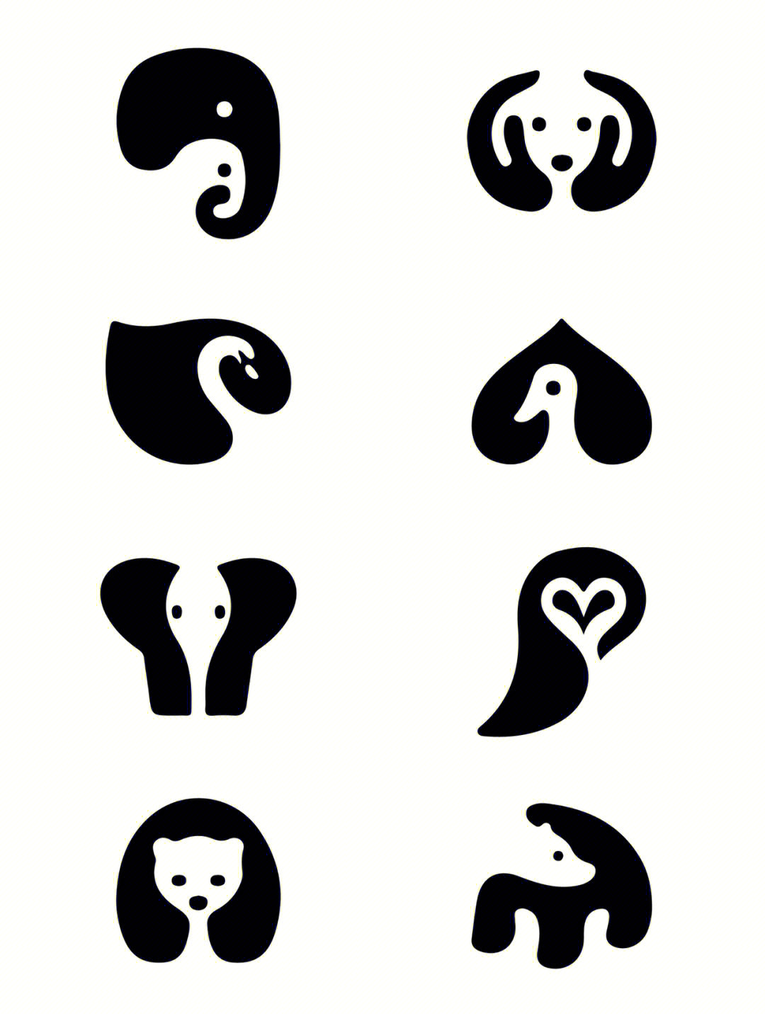 logo设计动物图形的极简正负形设计