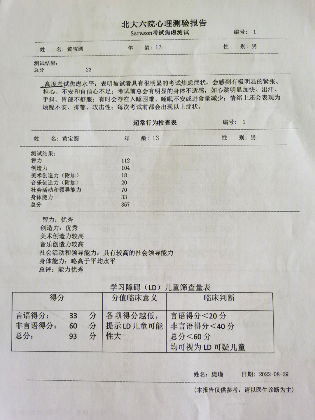 焦虑症报告图片图片