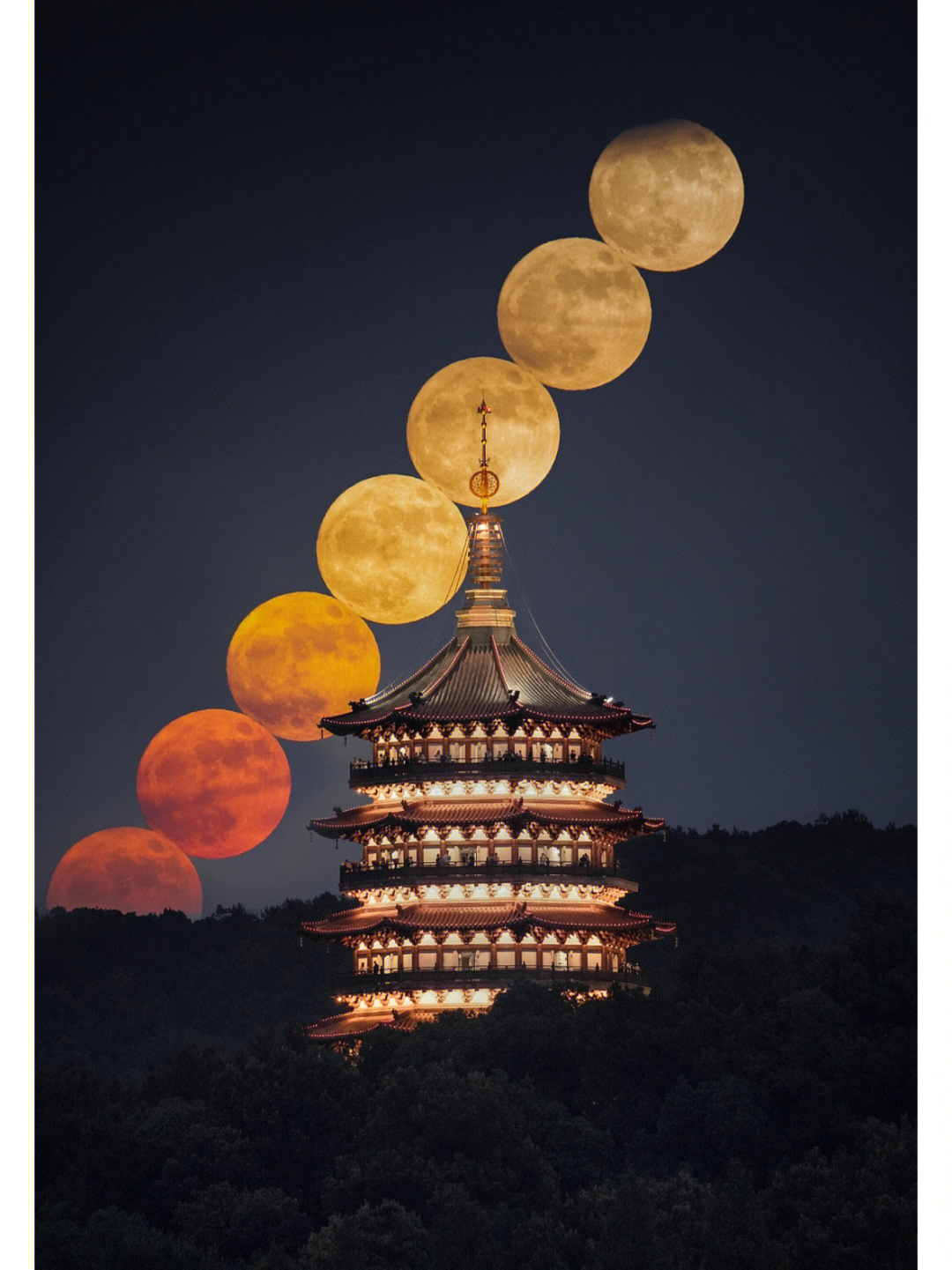 雷峰塔月亮图片