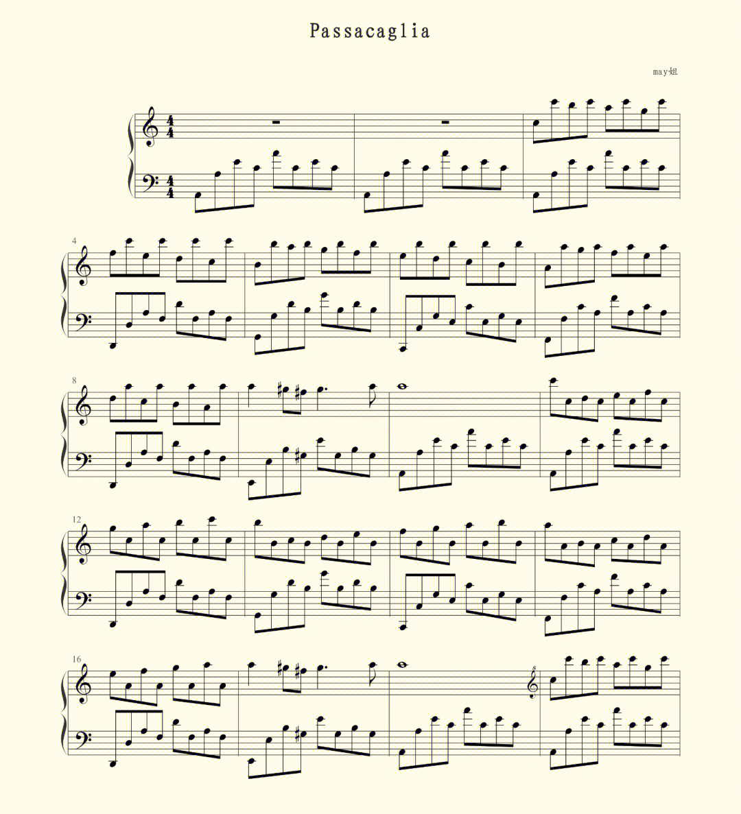 passacaglia简谱数字图片
