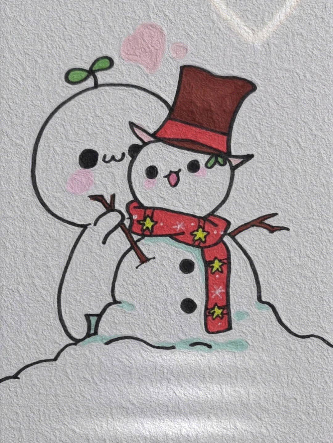 堆雪人彩色简笔画图片