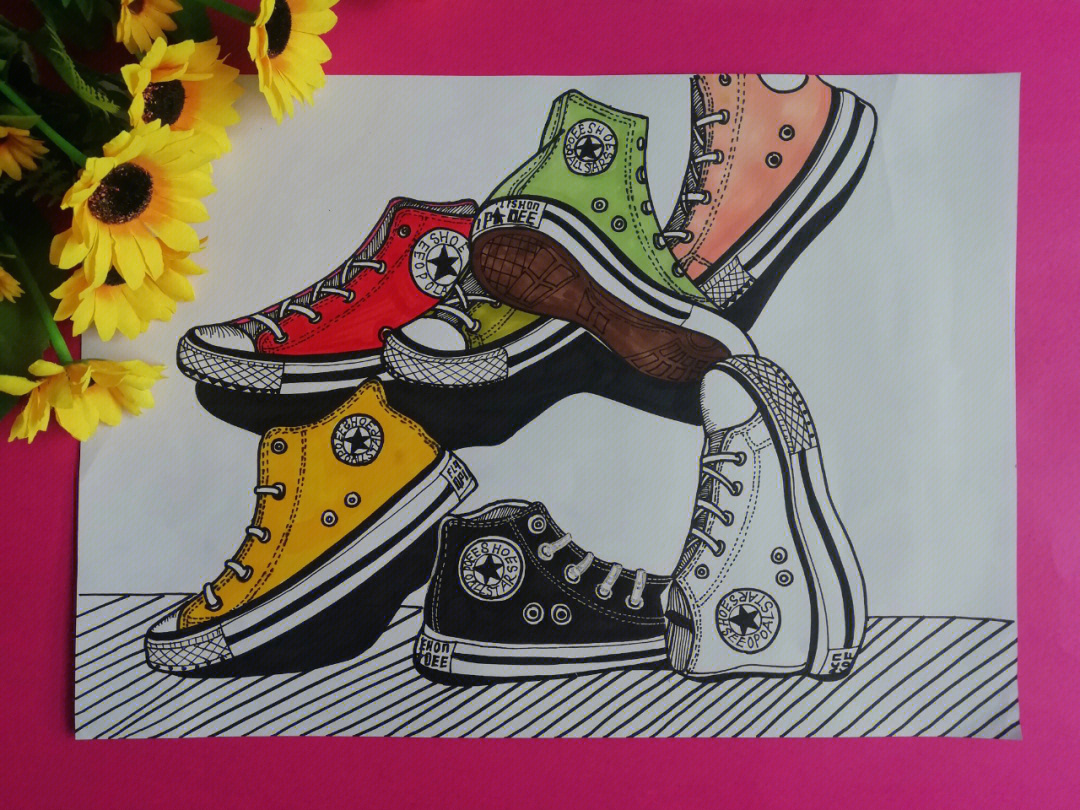 儿童画鞋子 写生图片