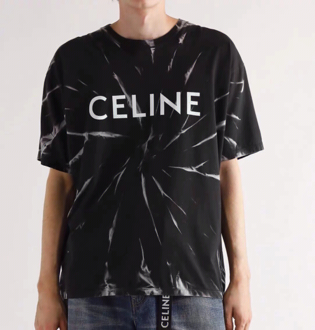 celine2022ss春夏新款重工洗旧扎染t恤