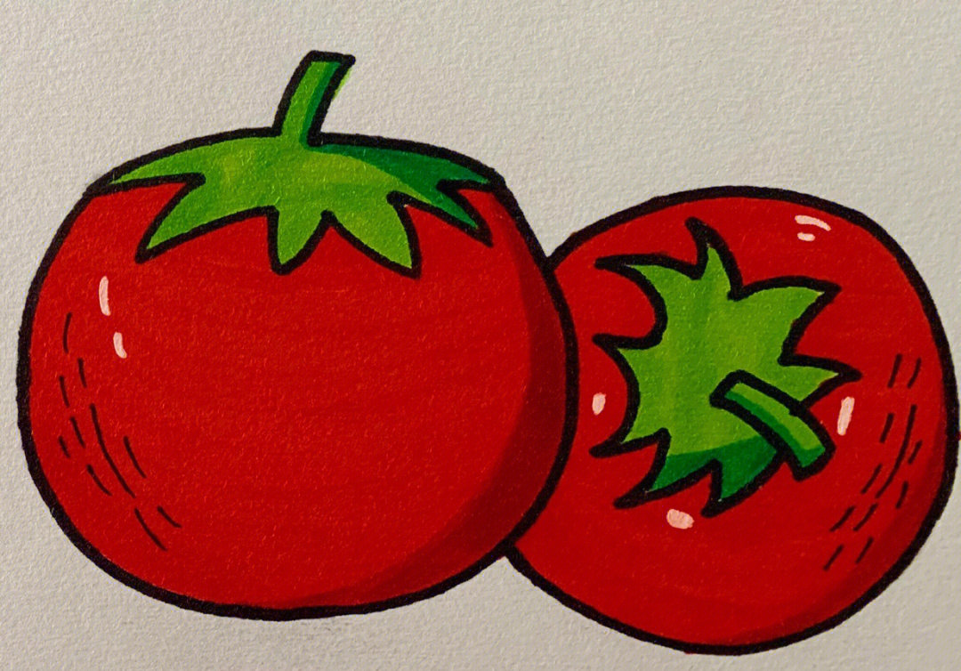 跟着老师的步骤一起画西红柿吧～