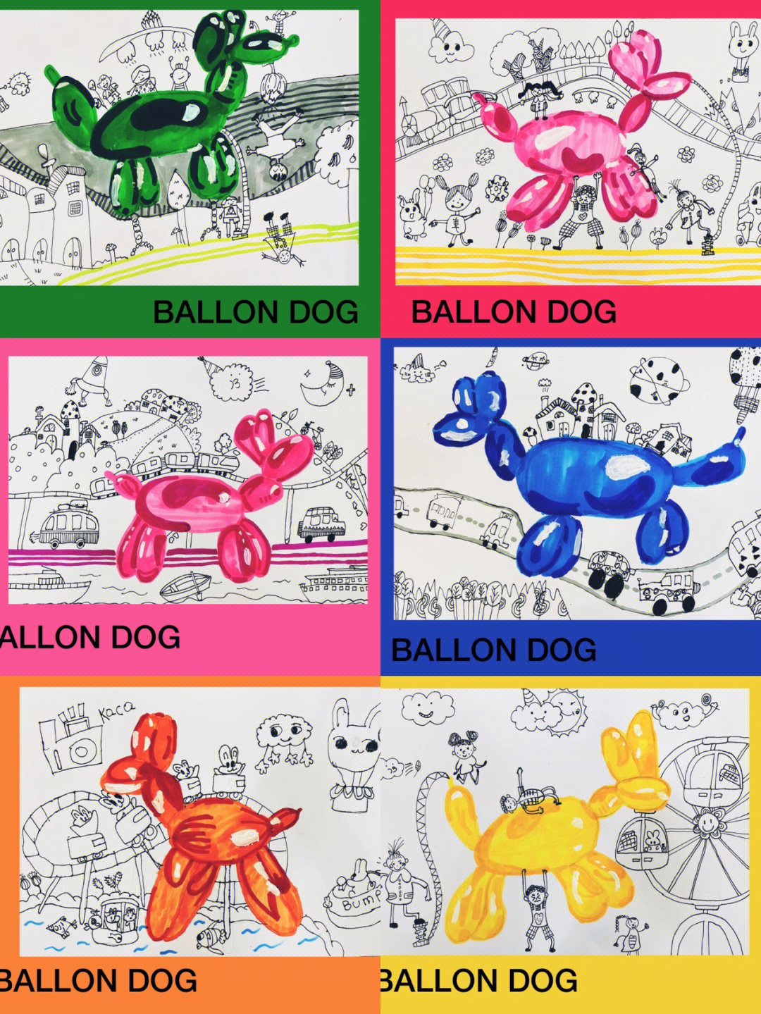 儿童创意画气球狗的联想