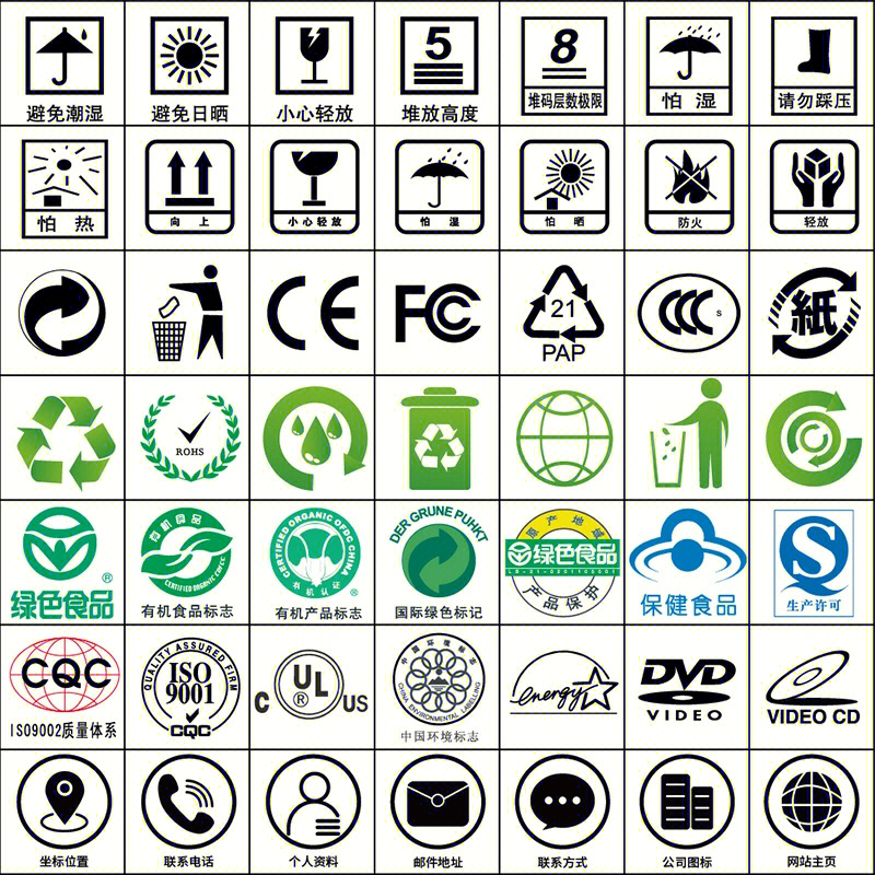 包装外箱常用图标食品安全图标ce环保标志