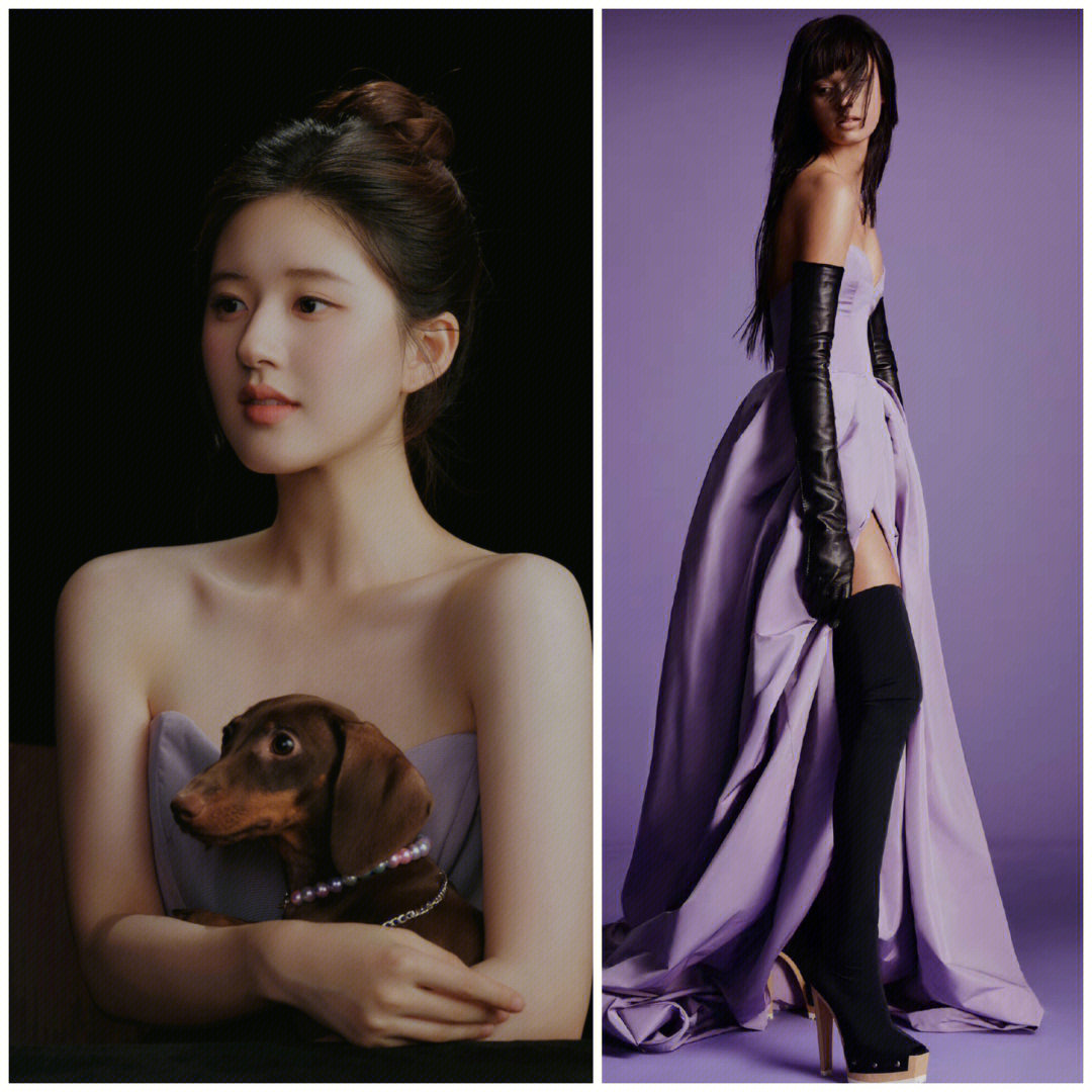 赵露思抱小狗拍摄逆光起舞verawang婚纱