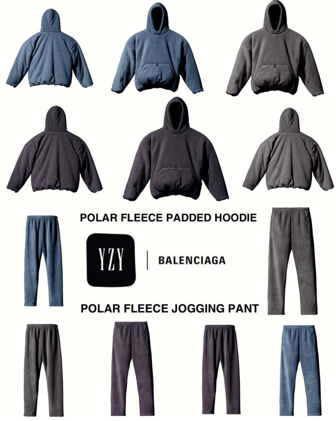 yeezy x gapyeezy gap polar fleece padded hoodie & jogging pant
