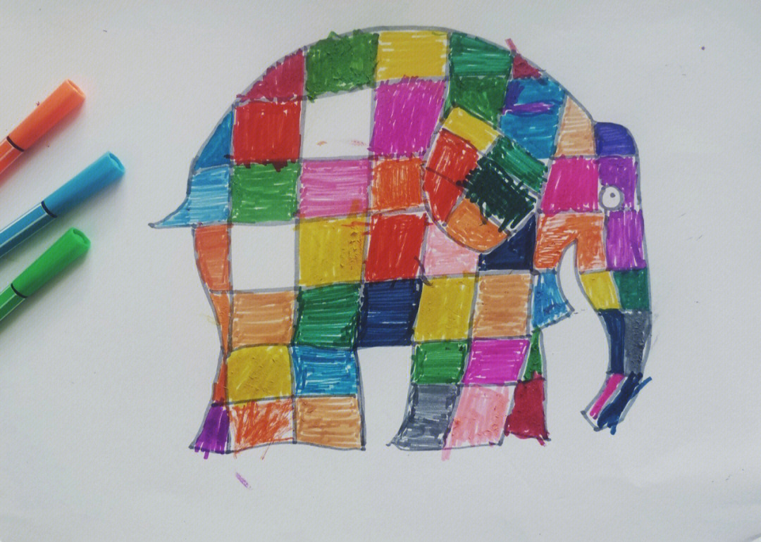 大象格子简笔画图片