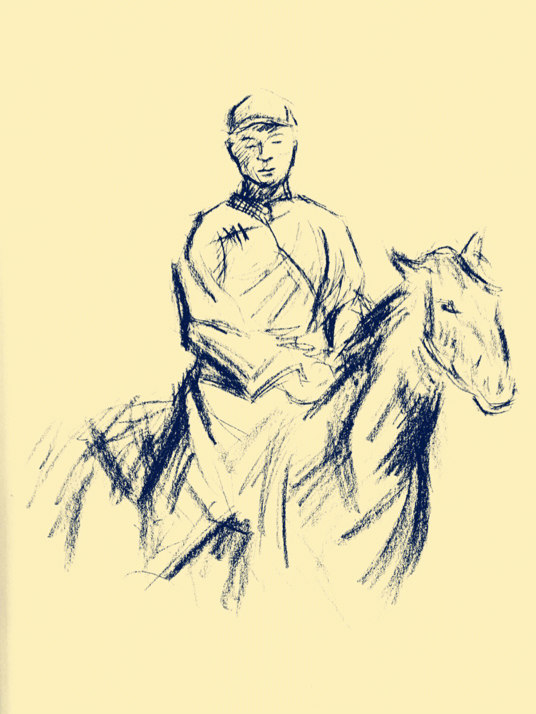 骑马的画法图片