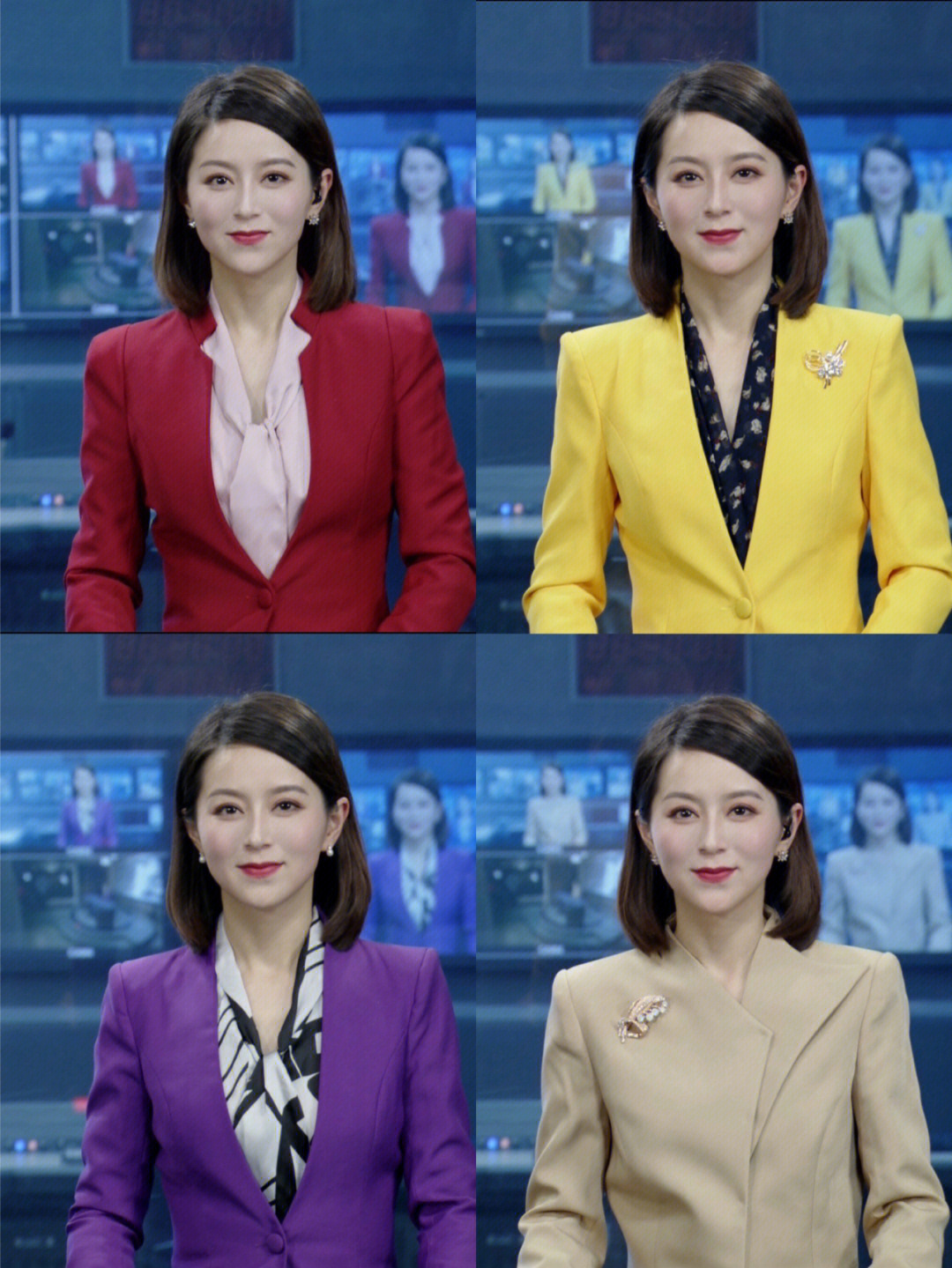 两个女主持人服装搭配图片