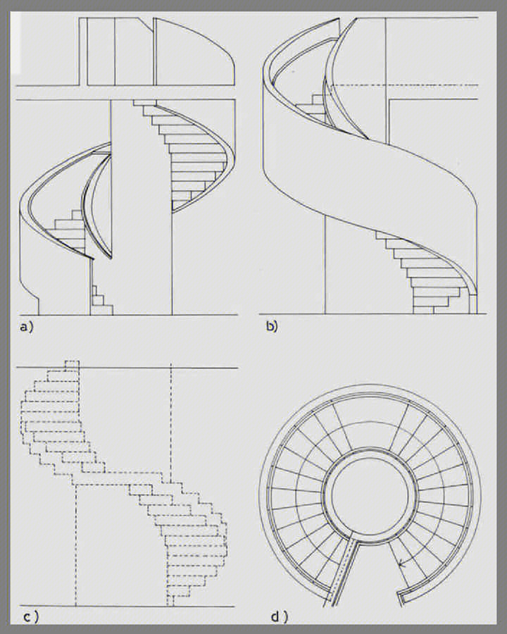 旋转楼梯的画法平面图图片