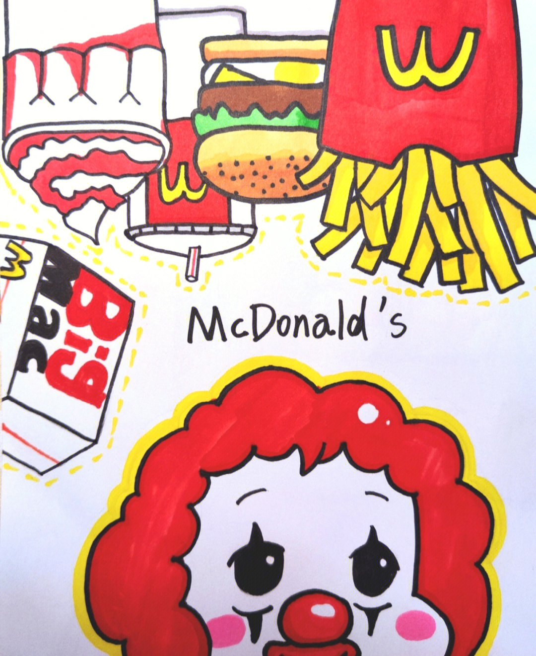 麦当劳的食物简笔画图片