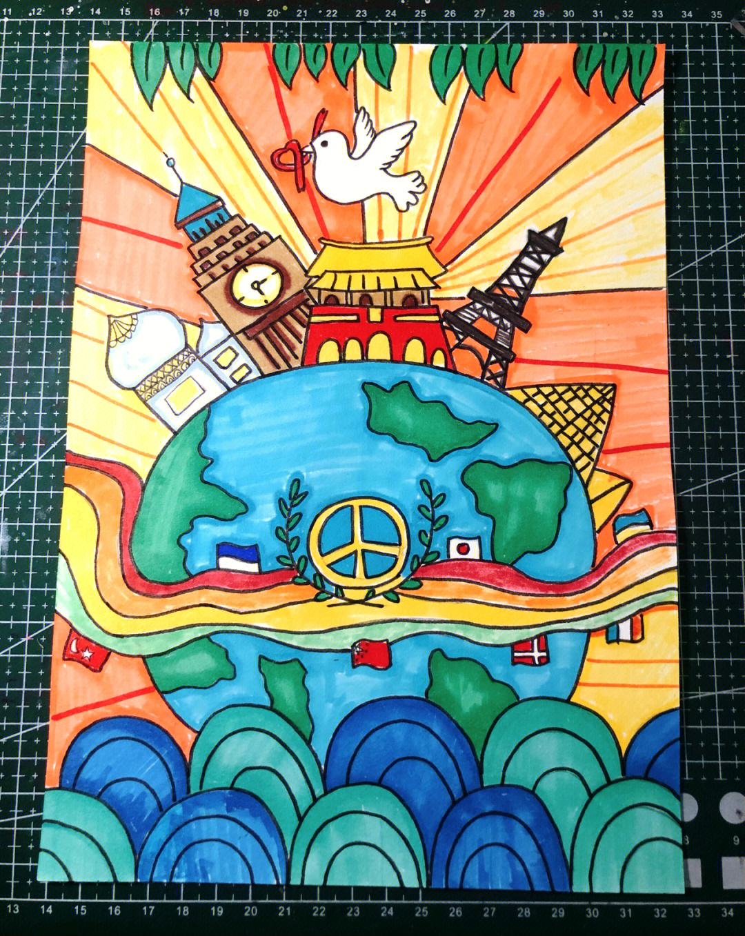 世界和平绘画画画图片