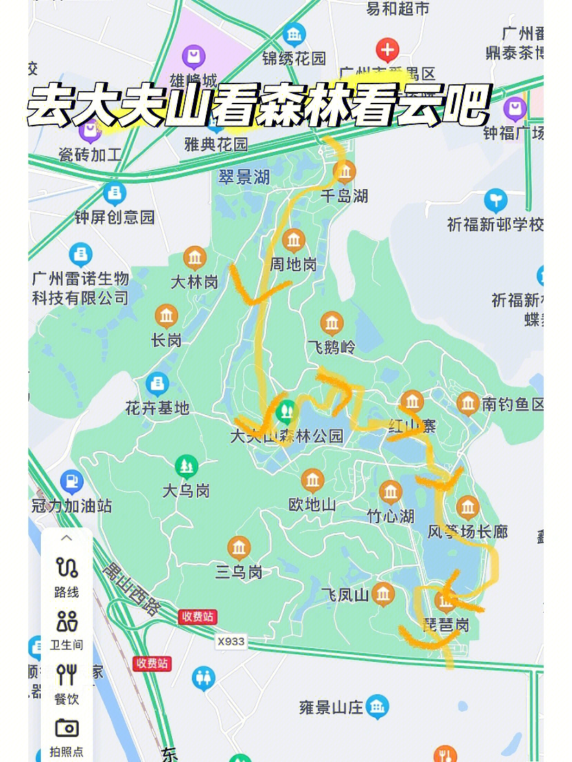 大夫山骑行路线图片