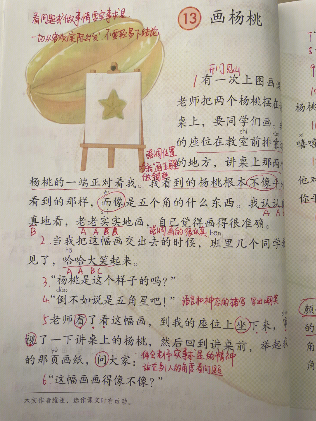二年级下册语文第13课画杨桃