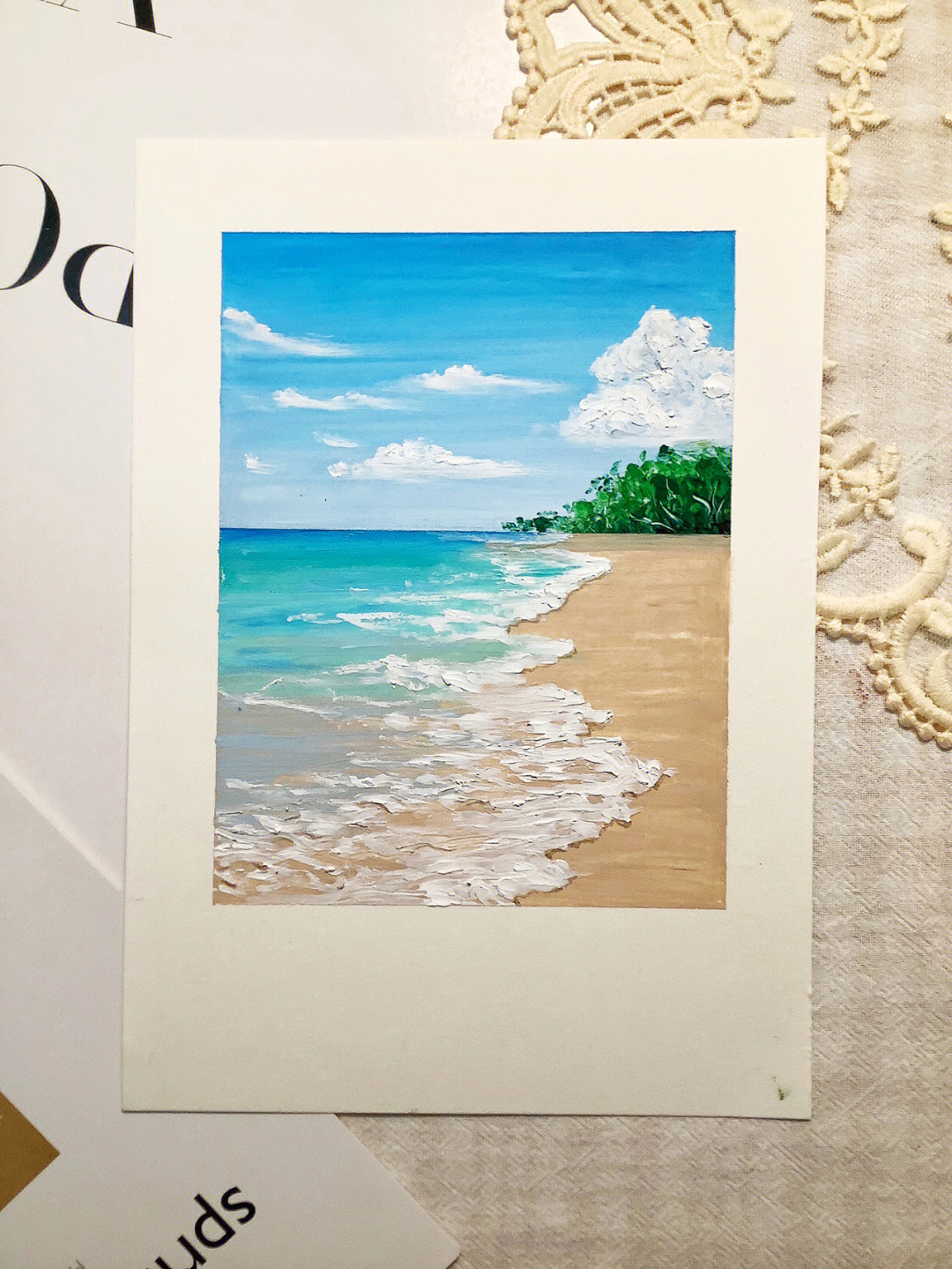 油画棒画一个暑假教程77色号夏天的海