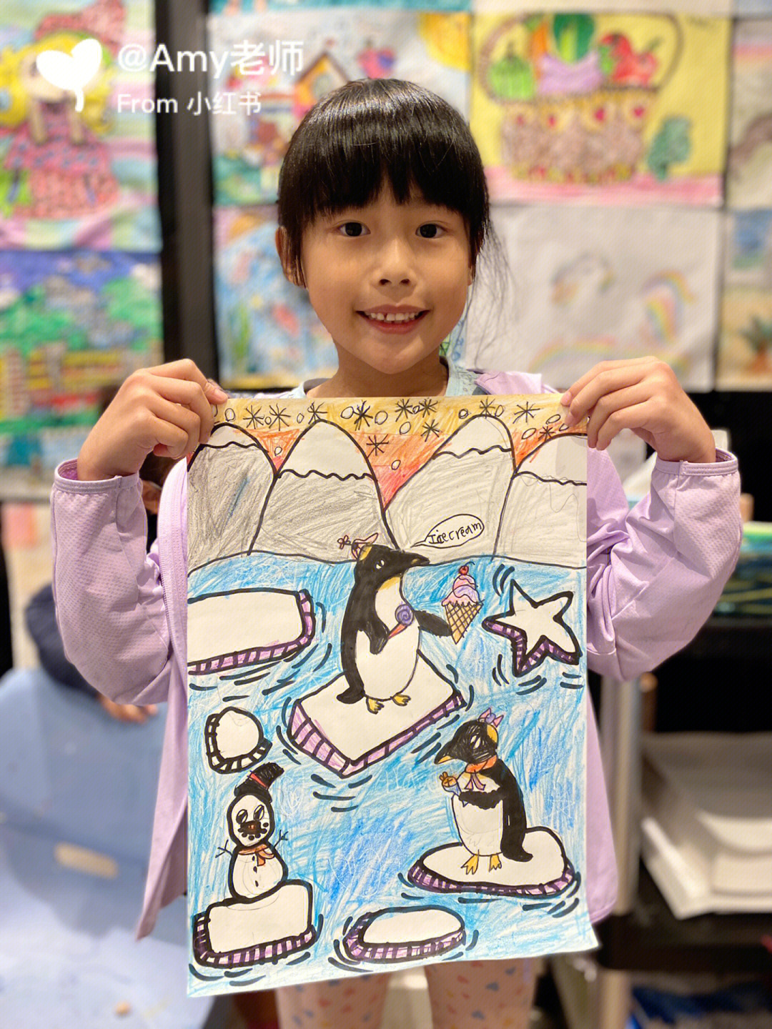 企鹅儿童画绘画简笔画卡通画画画3