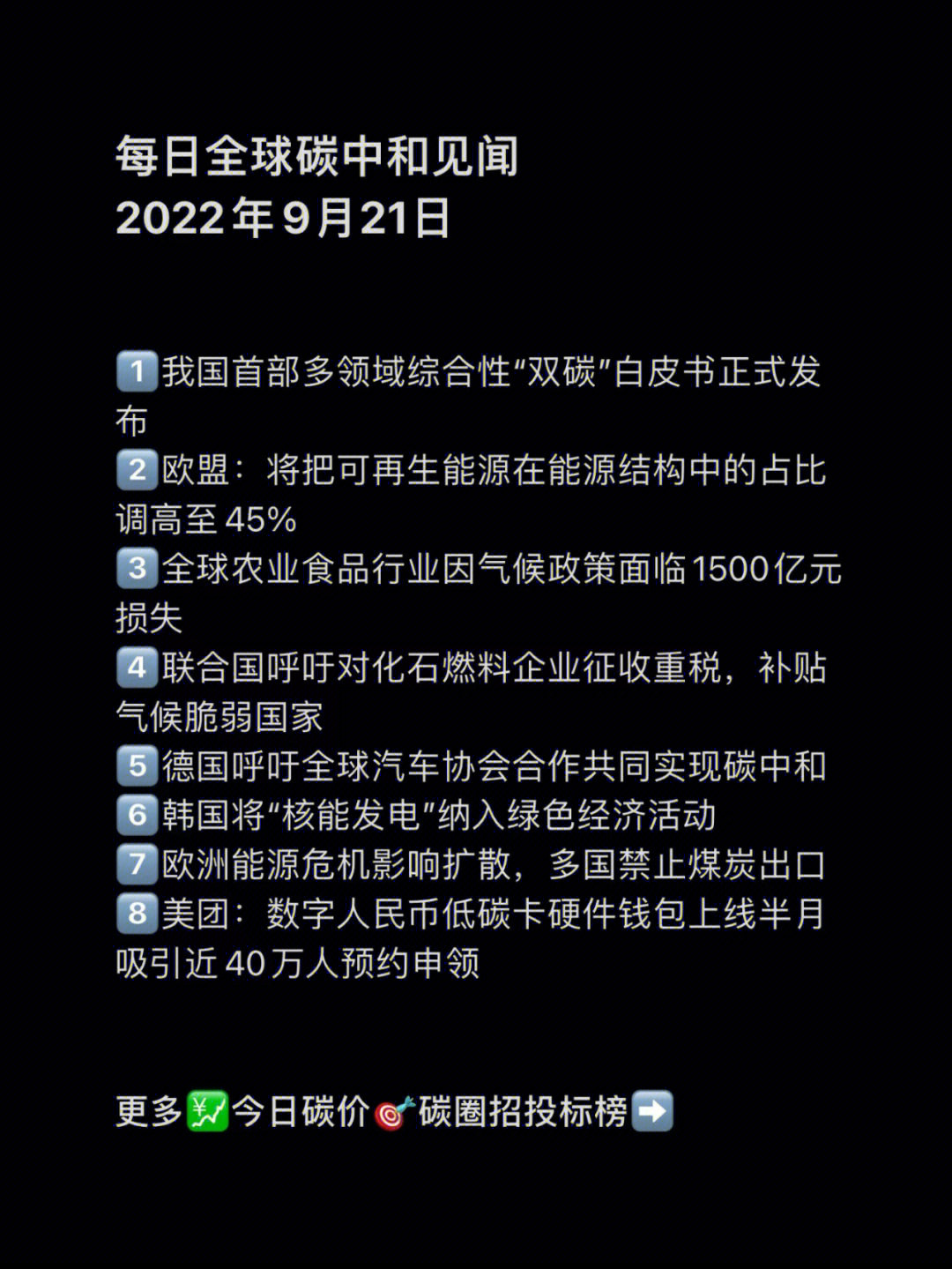 2022年9月21日75每日全球碳中和见闻