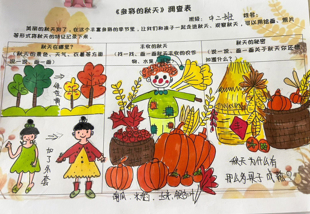 幼儿园秋季种植调查表图片