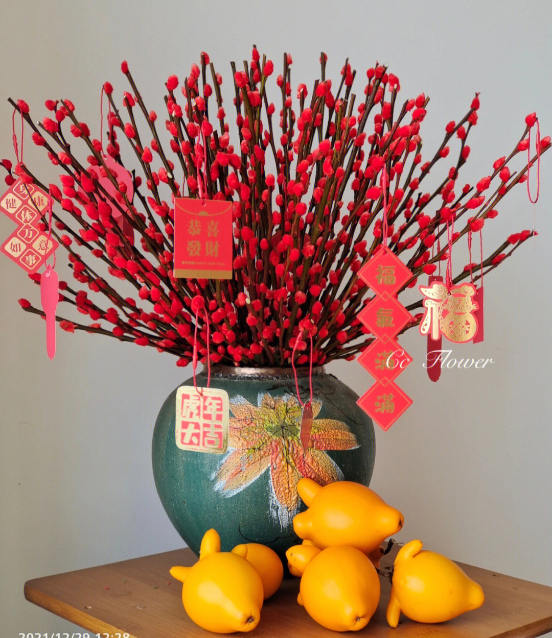 挂环,红色银柳,新春抱抱桶diy材料包,动起手来,新年氛围搞起来~tb:枝