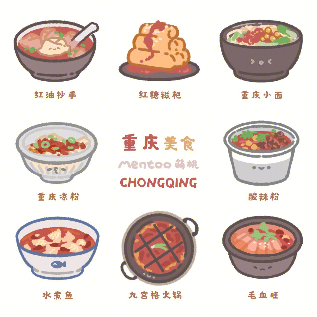 重庆美食简笔画卡通图片