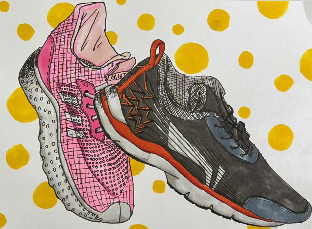 运动鞋绘画作品图片
