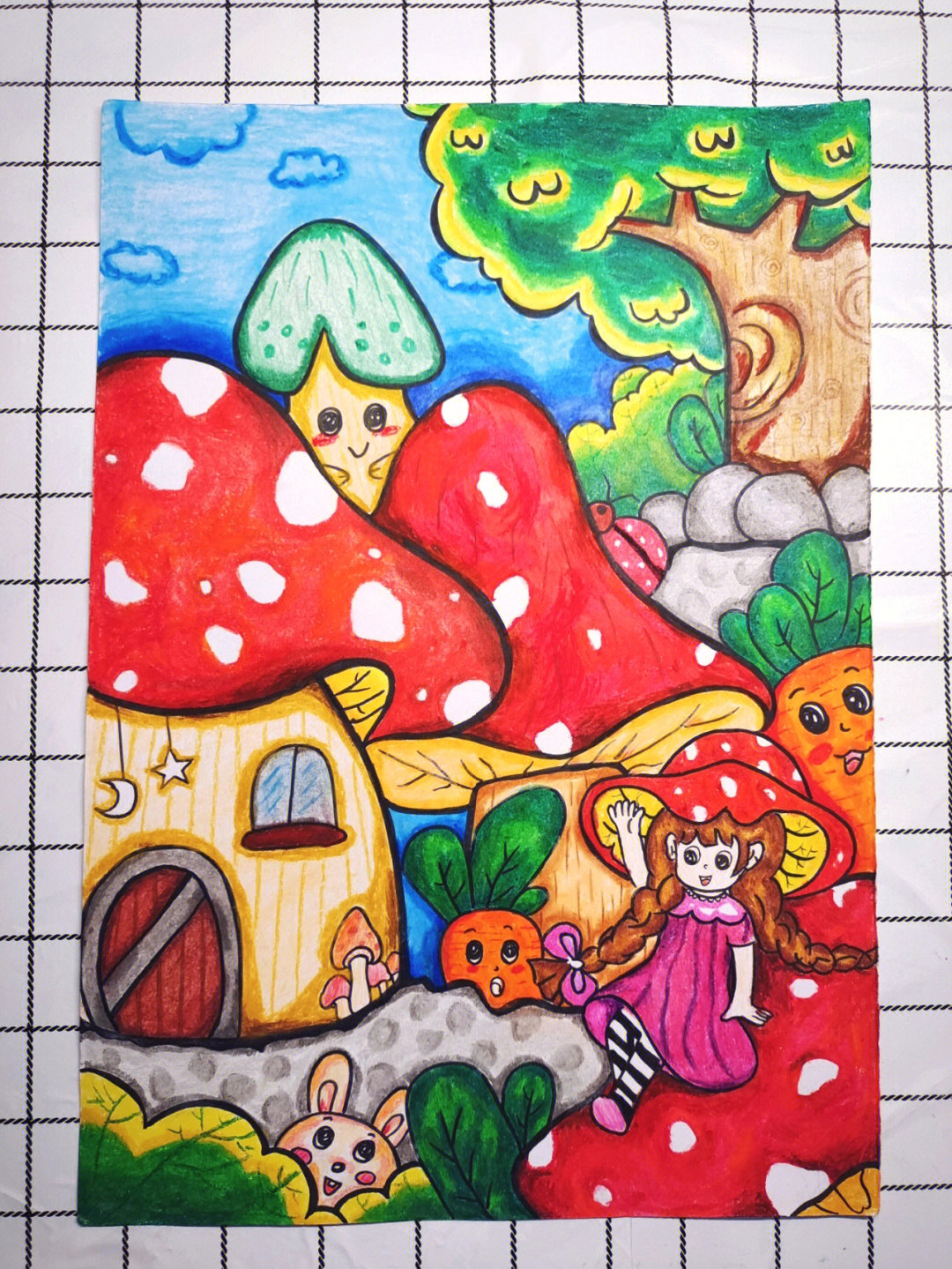 蘑菇简笔画彩色图片
