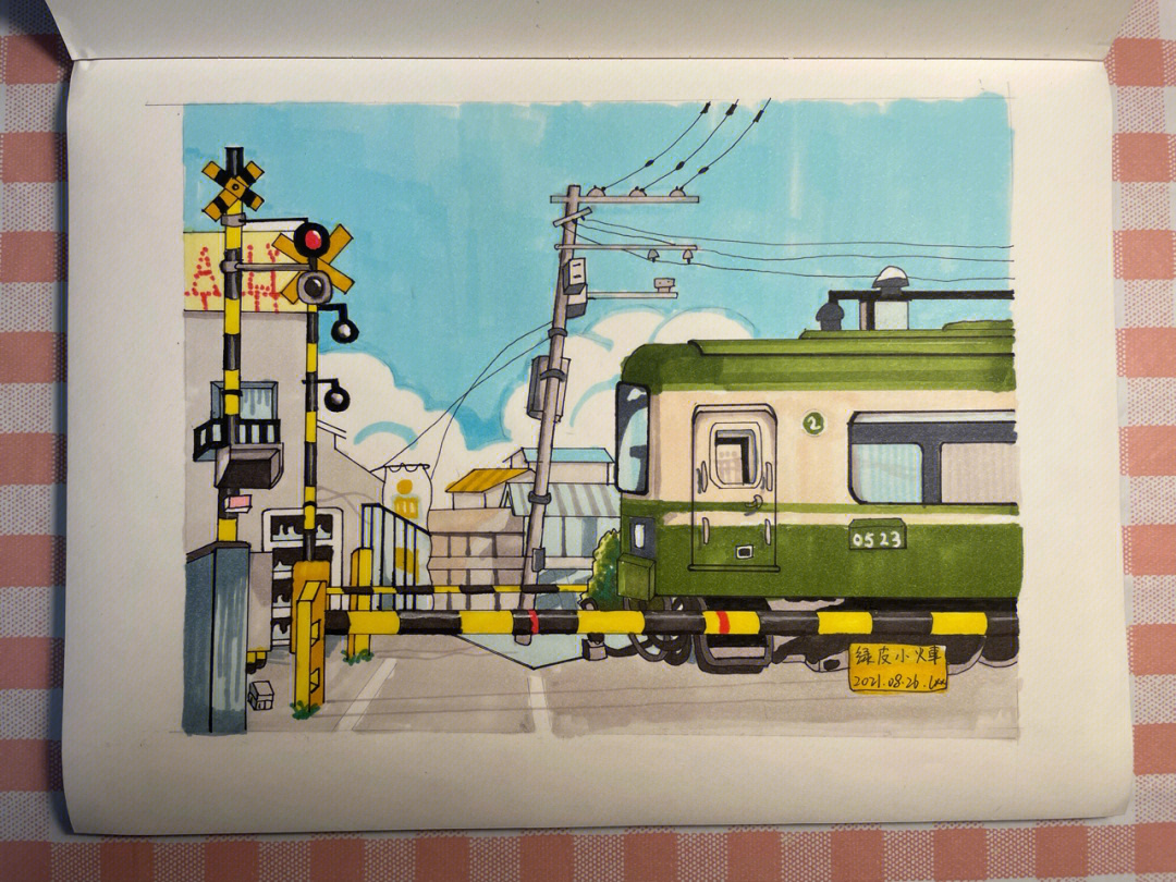 绿皮火车绘画 手绘图片