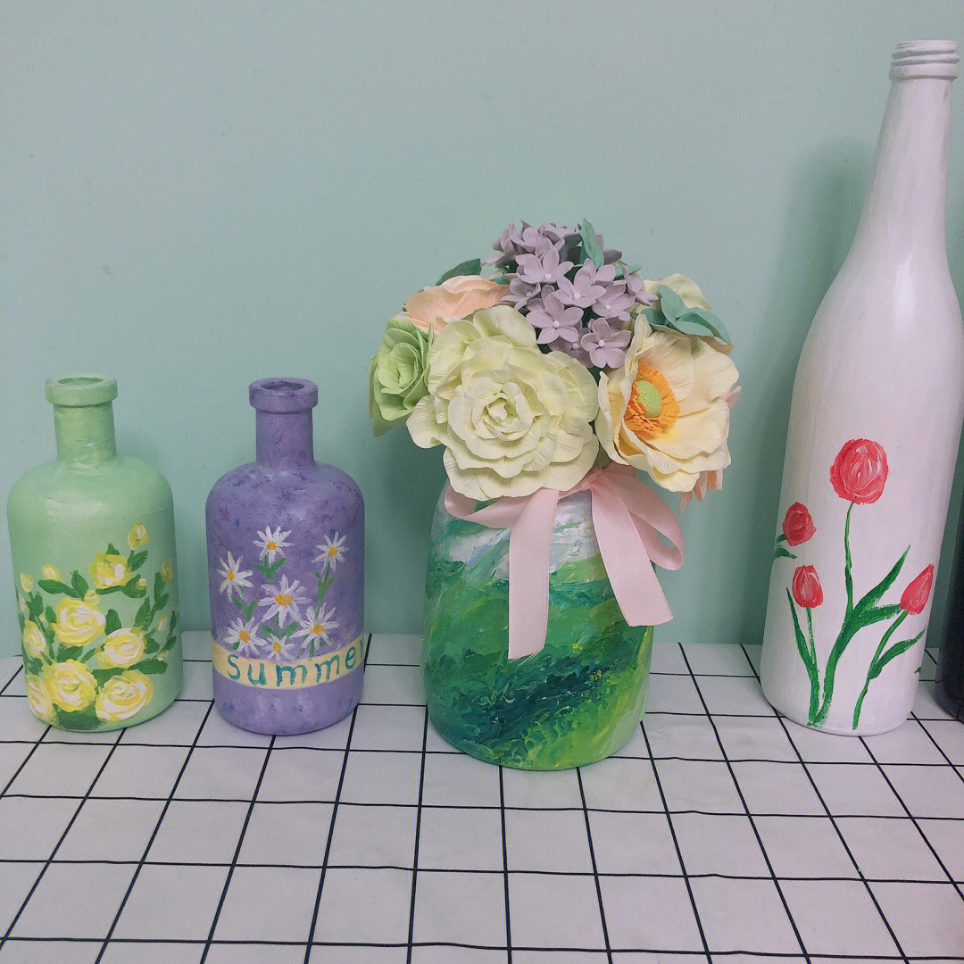罐头瓶做花瓶手工制作图片