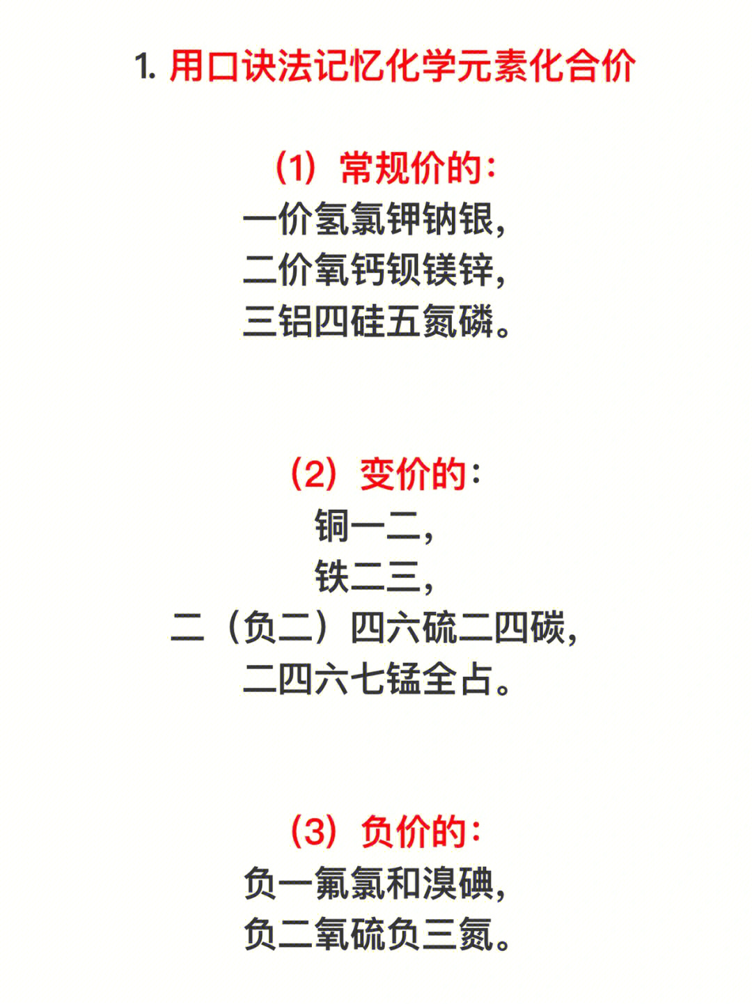 初三化学高中化学化合价口诀#家庭教育经验分享#化学#化学笔记