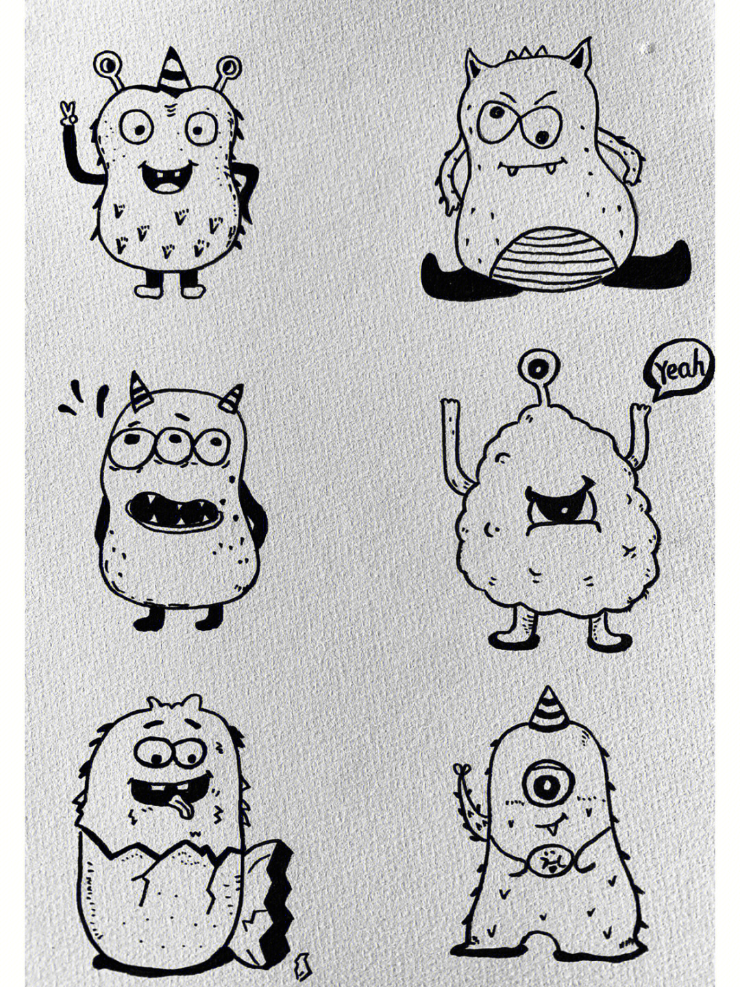 小怪兽简笔画卡通人物图片