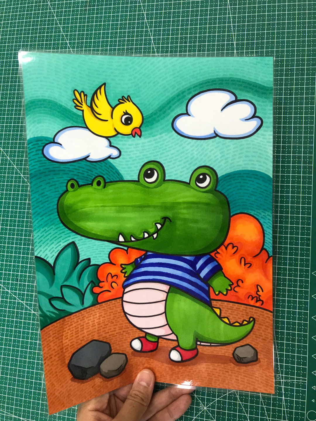 徐州画室儿童画分享小鳄鱼瞎溜达