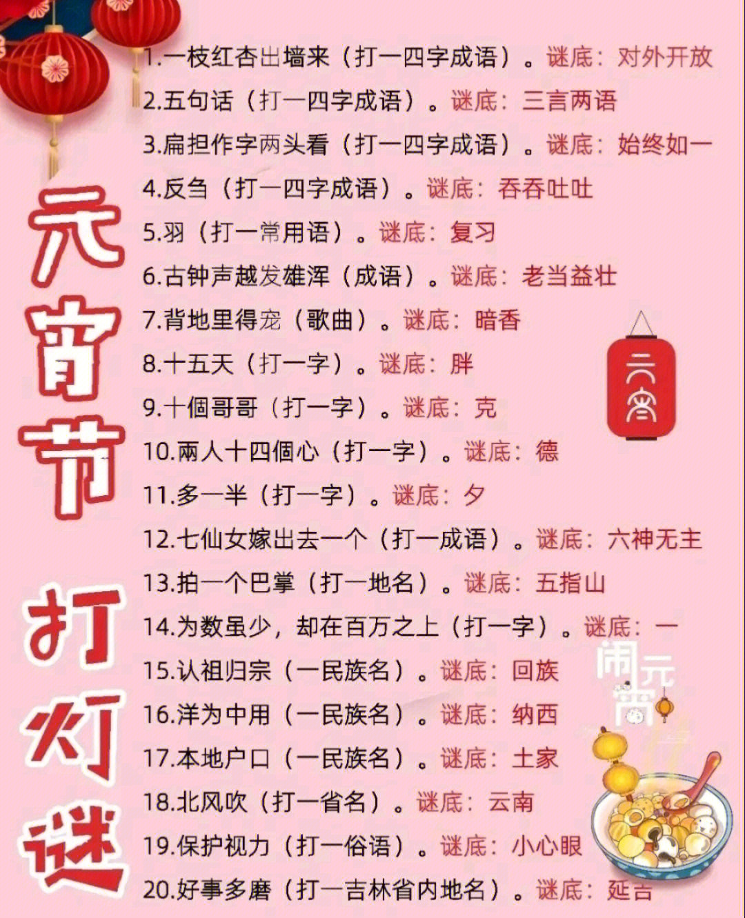 关于元宵节的四字词语图片