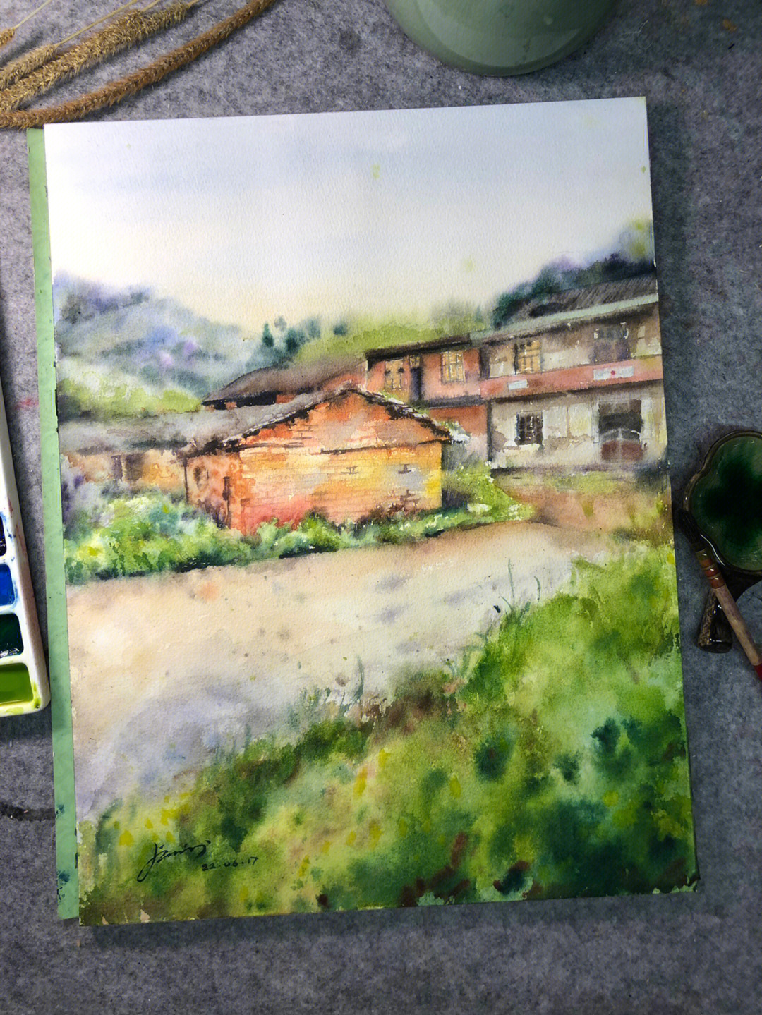 水彩乡村风景画
