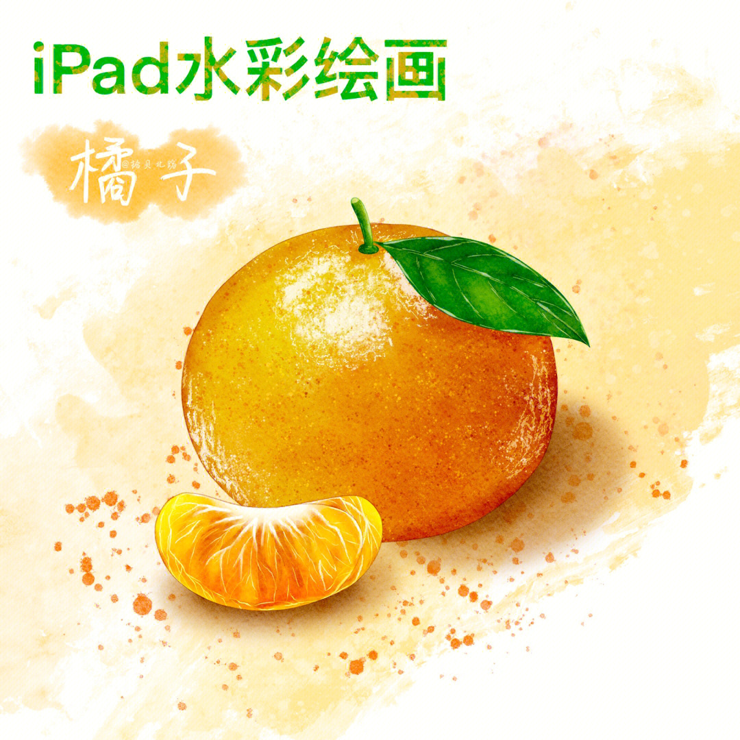 ipad水彩绘画过程水彩水果之橘子