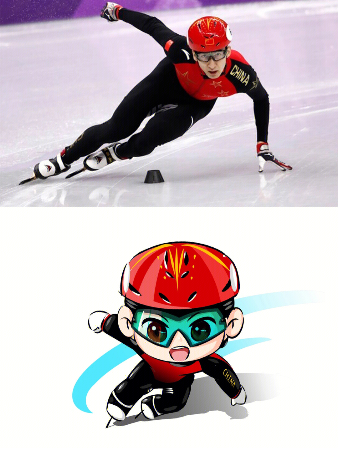 武大靖滑冰素描图片