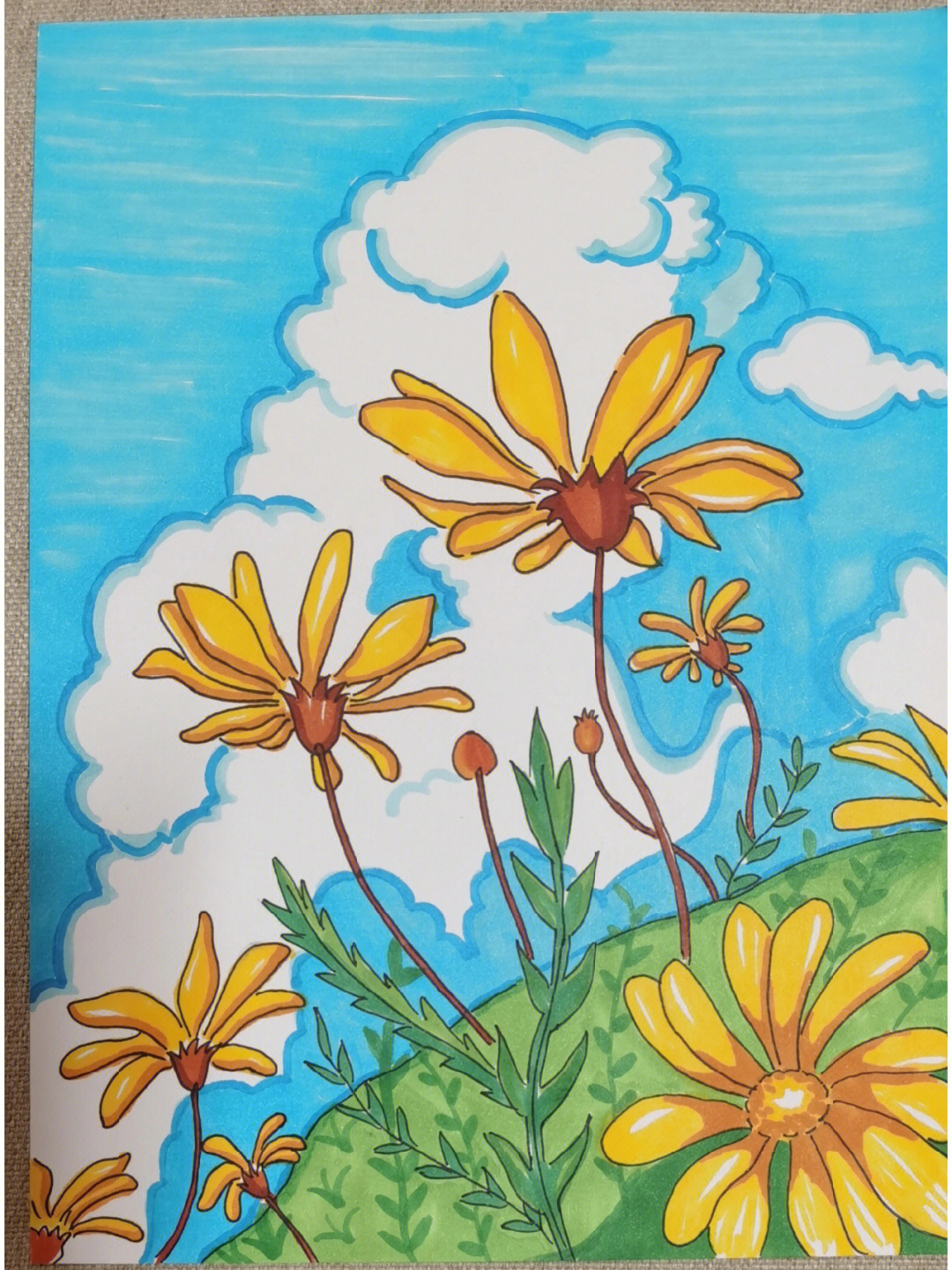 马克笔绘画简单花朵图片