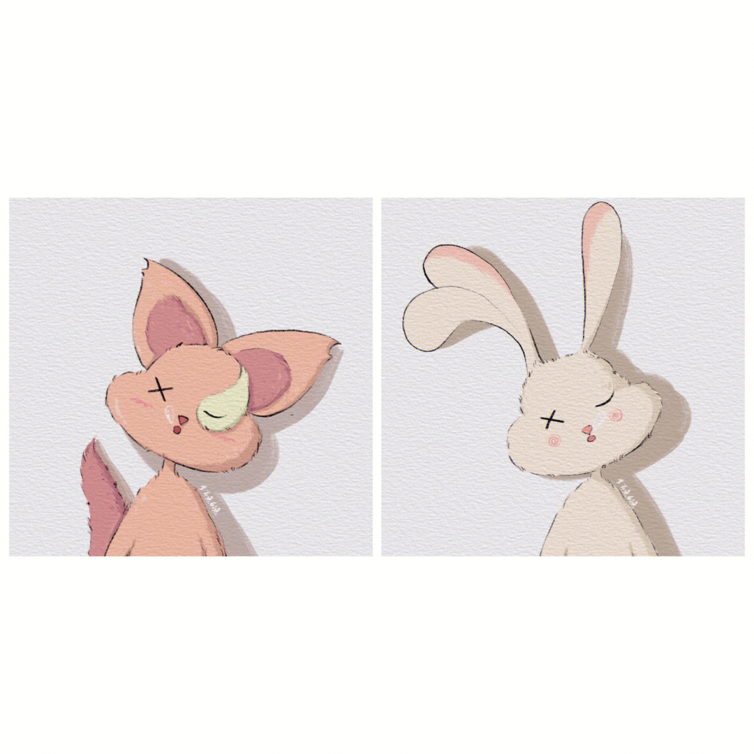 小兔头像一左一右图片