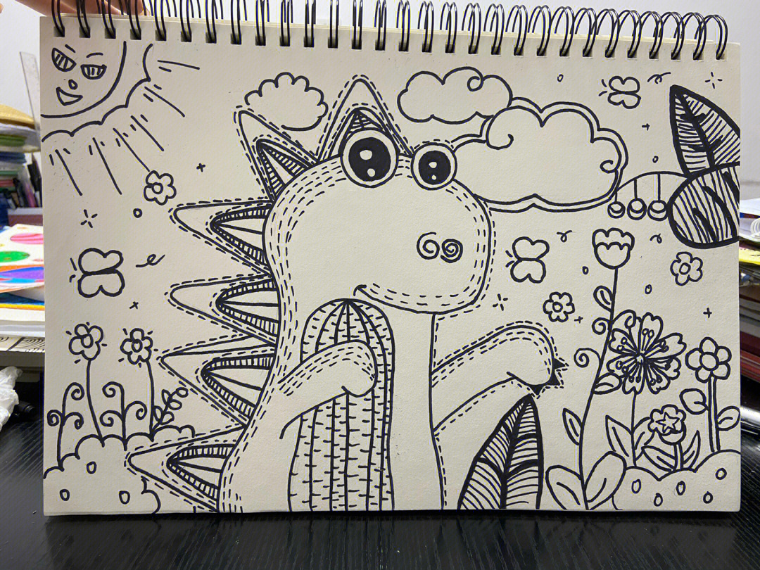 三年级怎么画恐龙线描图片