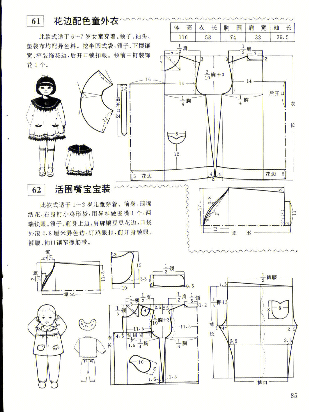 日系童装裁剪图图片