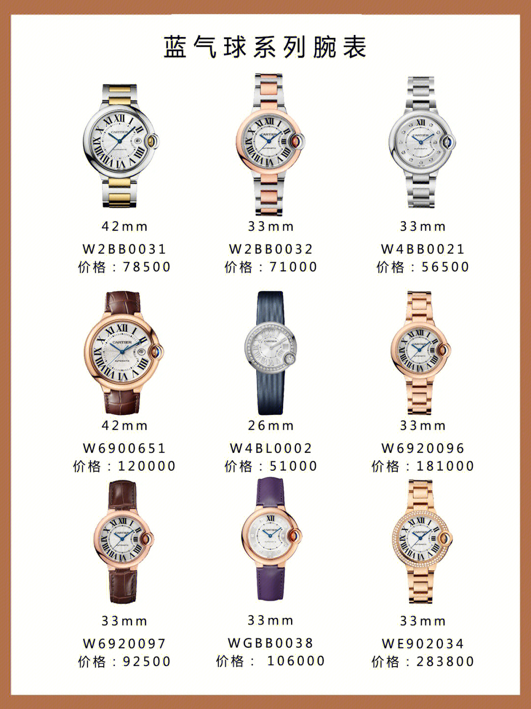 卡地亚热门款手表合集手表回收价格