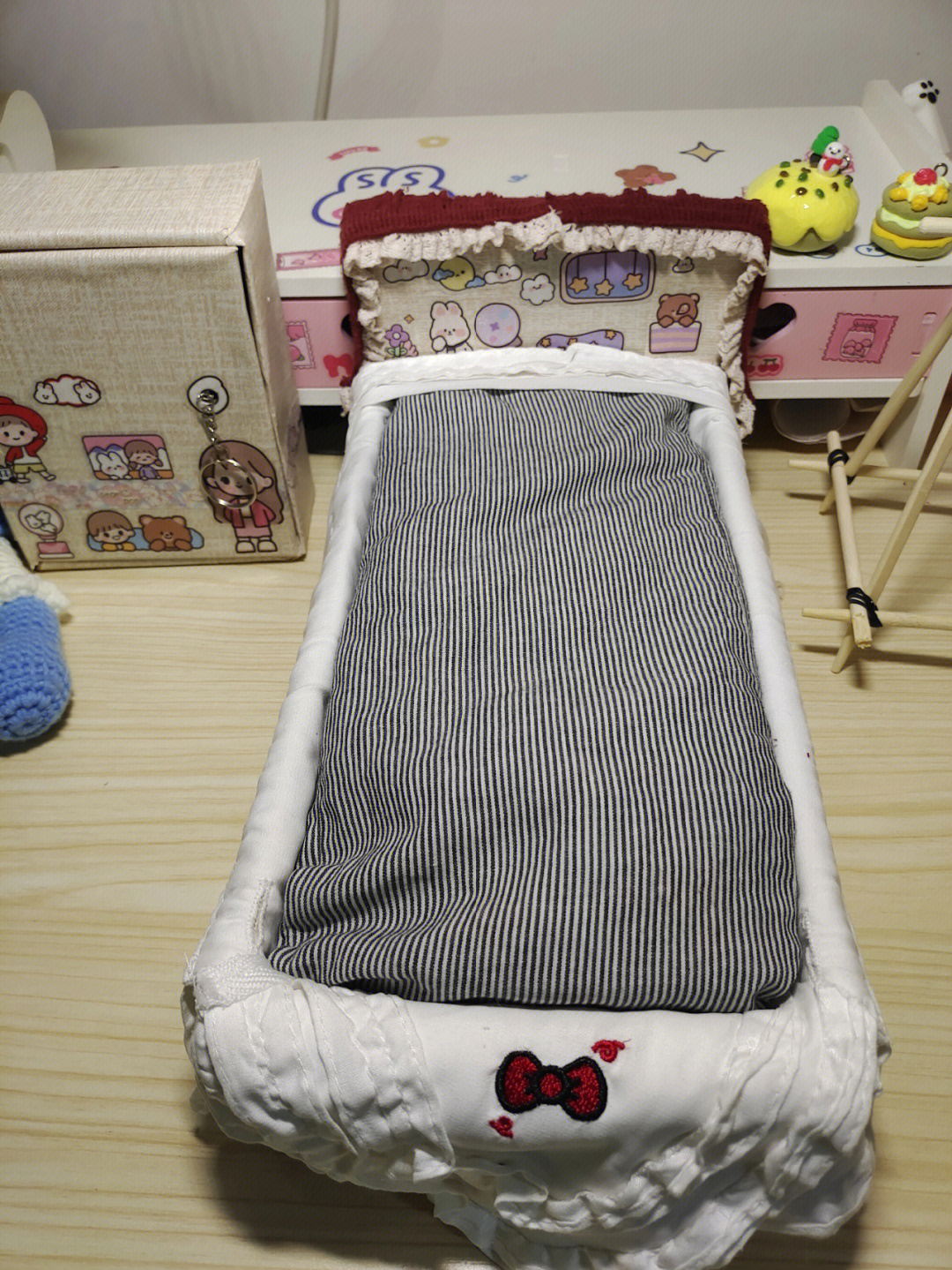 棉花娃娃家具自制小衣柜晾衣架床