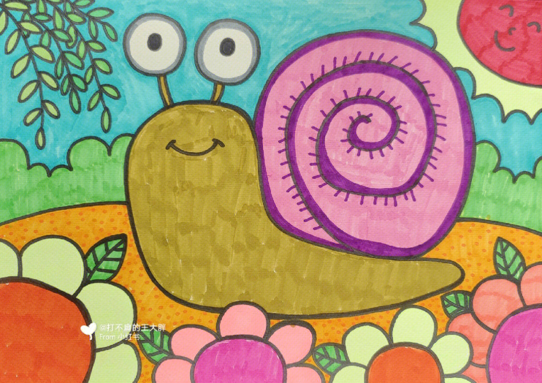 二年级美术课画蜗牛图片