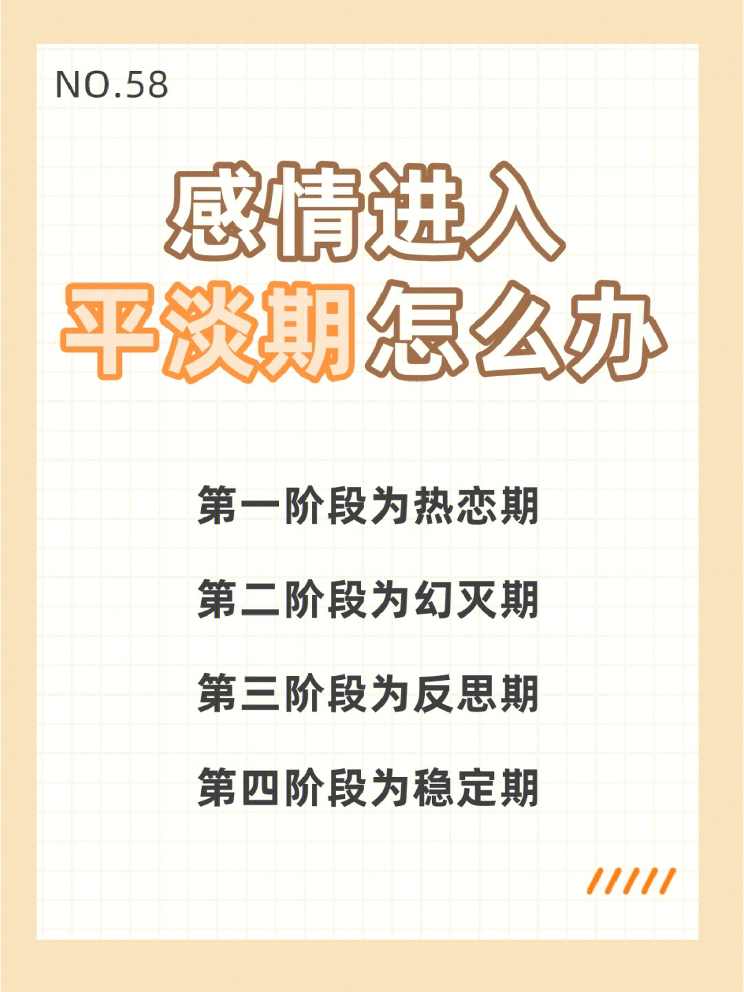 96一段好的恋爱关系分为以下4个阶段:第一阶段为热恋期