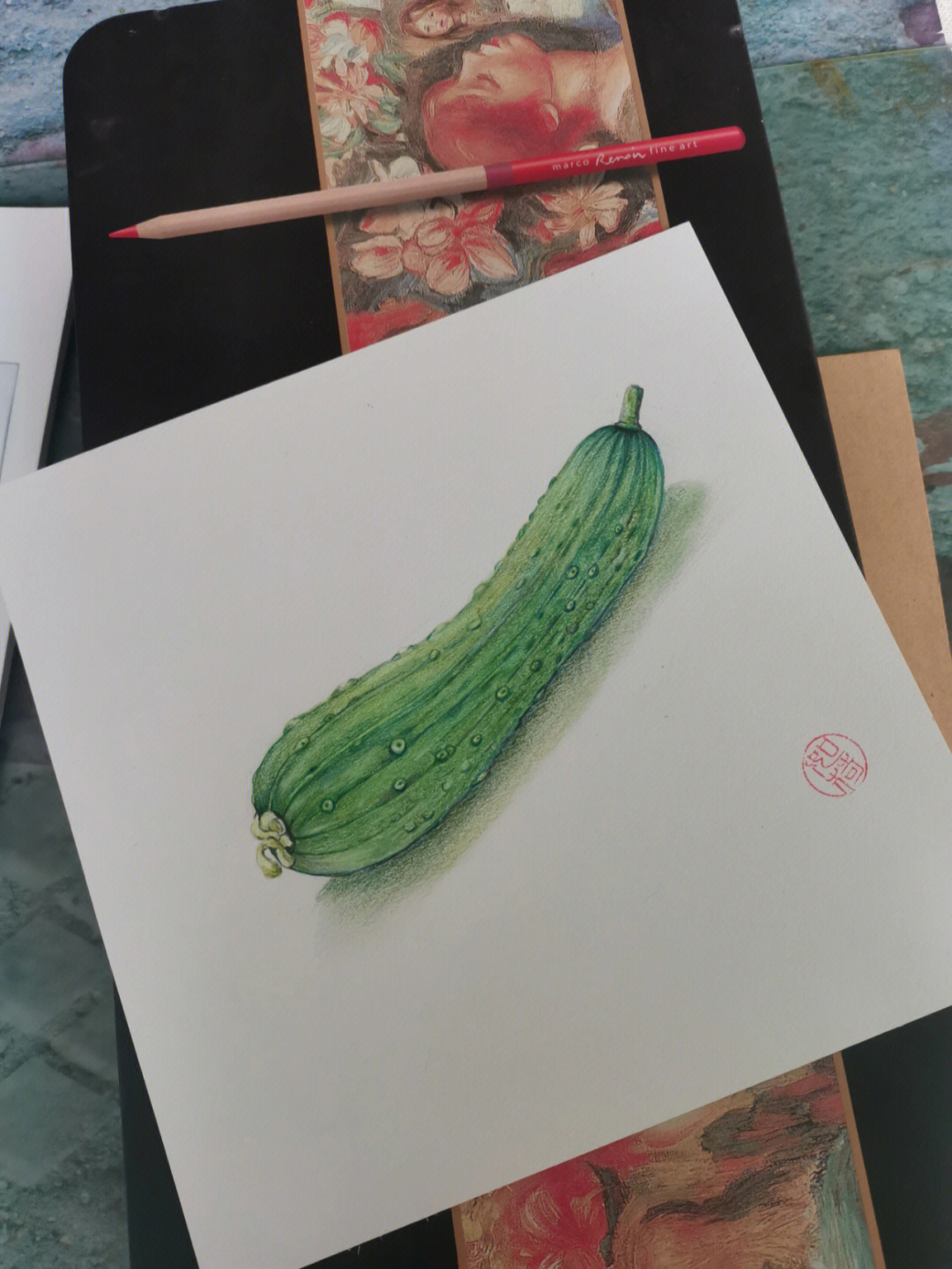 黄瓜怎么画彩铅图片