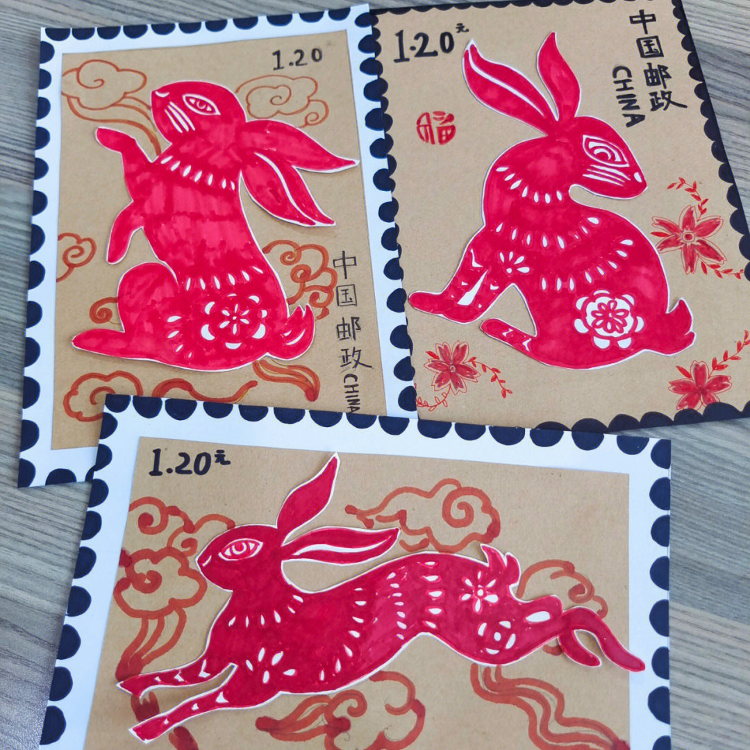 邮票的画法简笔画兔子图片